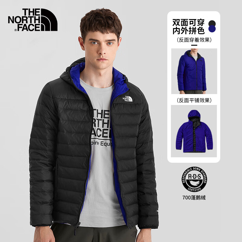 THE NORTH FACE 北面 羽絨服男秋冬鵝絨保暖防潑水夾克外套4NG3 XNV/黑色 650元