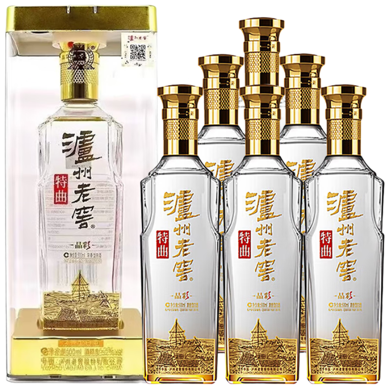 plus会员：泸州老窖 特曲晶彩 浓香型白酒 42度 500ml*6瓶 整箱装 1266.01元（需领券）