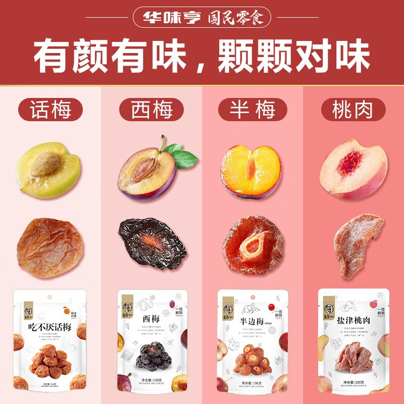 华味亨 424g梅蜜饯组合 特产小吃蜜饯休闲零食办公室小吃 四梅组合 券后14.9元