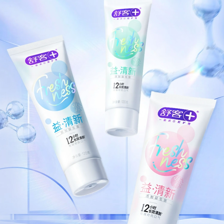 京东PLUS：舒客 益生菌护龈牙膏 3支共360g 混合口味 40.61元