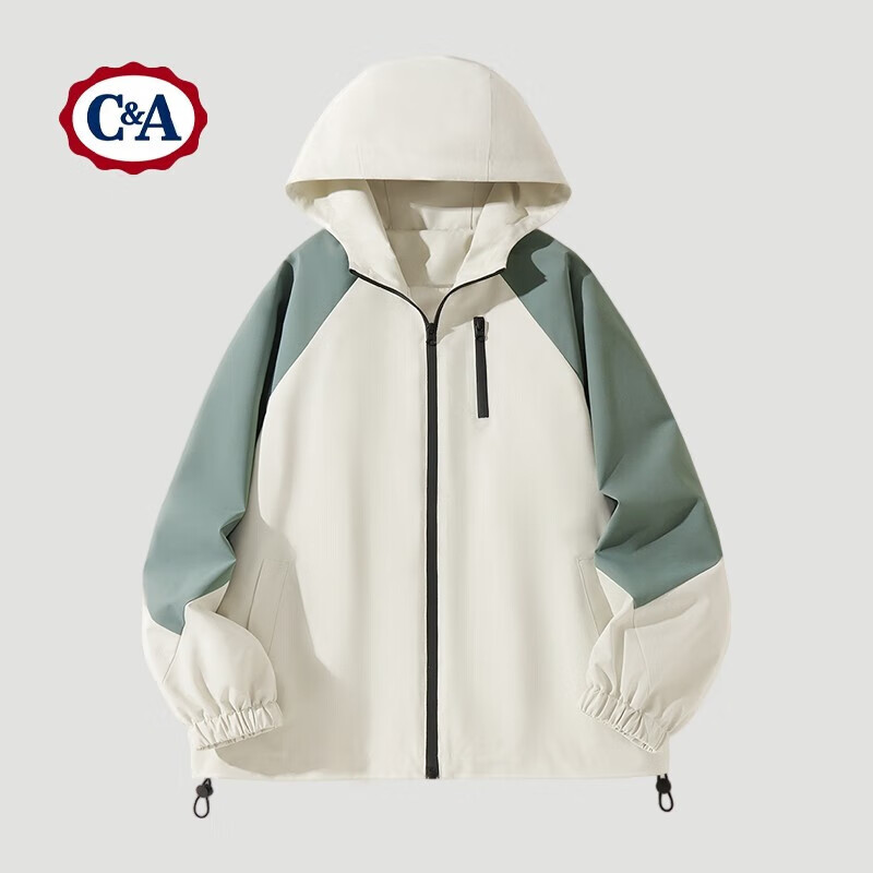 C&A 2025新款派克登山服早春撞色插肩上衣 豆綠 S 109.95元