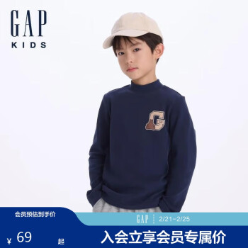 Gap 男童2024初秋新款套頭長袖T恤兒童裝上衣646048