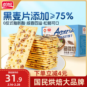 盼盼 黑麦苏打饼干 800g 黑麦≥15%