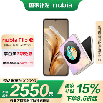 努比亚 Flip 5G折叠屏手机 12GB+512GB 香芋色