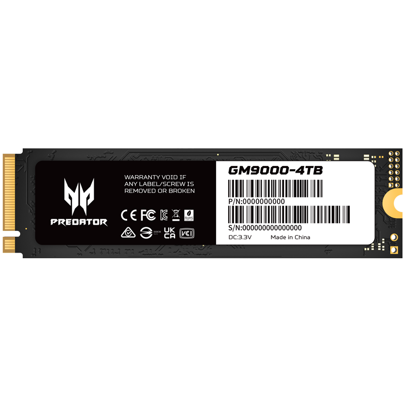 Plus:宏碁掠夺者（PREDATOR）4TB SSD固态硬盘 M.2接口(NVMe协议) GM9000神舆系列 NVMe PCIe 5.0 2585.01元（晒单2565.01）