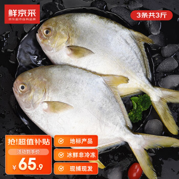 移動(dòng)端、京東百億補(bǔ)貼：鮮京采 萬山島金鯧魚 500g*3條