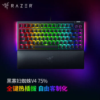 雷蛇 黑寡婦蜘蛛V4 75% 81鍵 有線機械鍵盤 黑色 橙軸 RGB