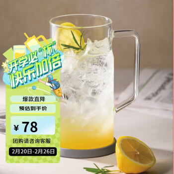 LOCK&LOCK 透明蓋玻璃杯 730mL 帶把