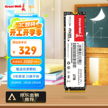 长城 GW3500 M.2 NVMe 固态硬盘 1TB（PCIe 3.0）