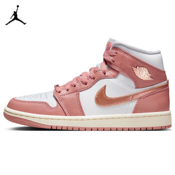 NIKE 耐克 女喬丹AJ1 JORDAN 1 中幫運(yùn)動(dòng)鞋 FB9892-670星塵紅白