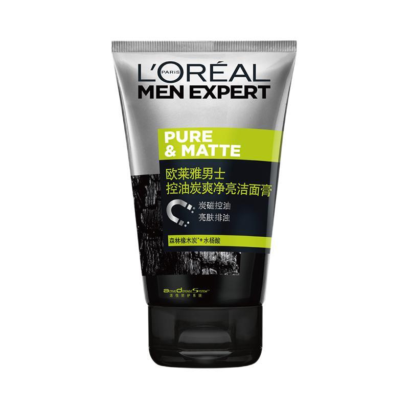 L\'OREAL PARIS 男士控油炭爽凈亮潔面膏 100ml 38.9元