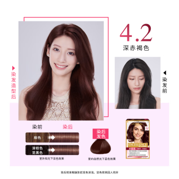 L\'OREAL PARIS 歐萊雅卓韻霜護(hù)發(fā)染發(fā)霜#4.2(深赤褐色)不傷發(fā)染發(fā)膏染發(fā)劑 遮白蓋白