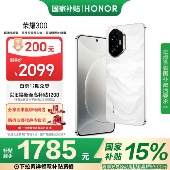 荣耀 HONOR 300 5G手机 8GB+256GB 玉龙雪