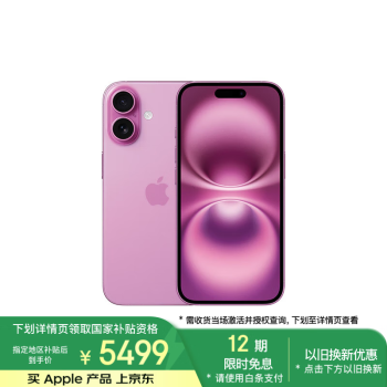 蘋(píng)果 Apple iPhone 16 5G手機(jī) 256GB 粉色