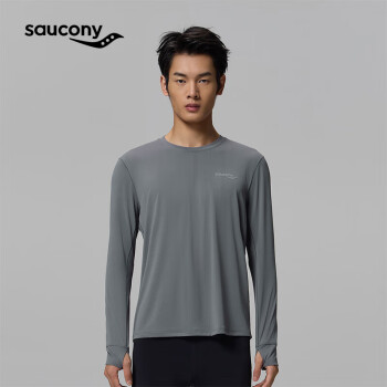 索康尼 saucony 長袖針織衫跑步訓(xùn)練秋季上衣麻灰灰XL