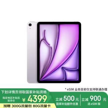 蘋果 Apple iPad Air6 M2版 11英寸 平板電腦 蜂窩網(wǎng)絡(luò)機型 128GB 紫色