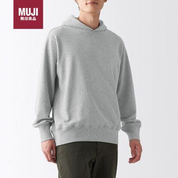 MUJI 無印良品 无印良品（MUJI）男式 紧密织毛圈 套头卫衣 连帽卫衣 ABI09A2A 灰色