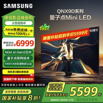 三星 SAMSUNG 65QNX9D 65英寸 Neo QLED量子点 Mini LED电视 超薄4K 120Hz高刷 HDMI2.1 QA65QNX9DAJXXZ