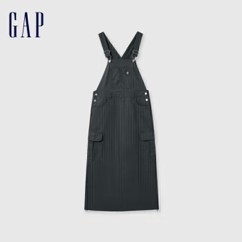 Gap 女装2024夏季新款多口袋可调节背带裙工装户外百搭长裙498048