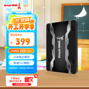 長(zhǎng)城 1TB SSD固態(tài)硬盤(pán) SATA3.0接口高速讀寫(xiě)?yīng)毩⒕彺?GW600S系列 讀速560MB/S