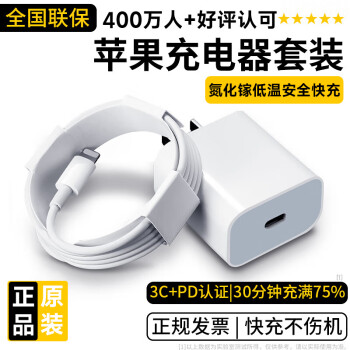 移動端、京東百億補貼：尊匠 蘋果充電器氮化鎵充電線20W/30W快充線PD套裝適用iPhone14ProMax 15 13手機11充電頭