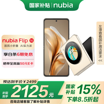 努比亞 Flip 5G折疊屏手機(jī) 8GB+256GB 奶茶色