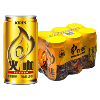 怡宝 麒麟（KIRIN）火咖 意式香浓咖啡饮料 180ml*6罐装 量贩装