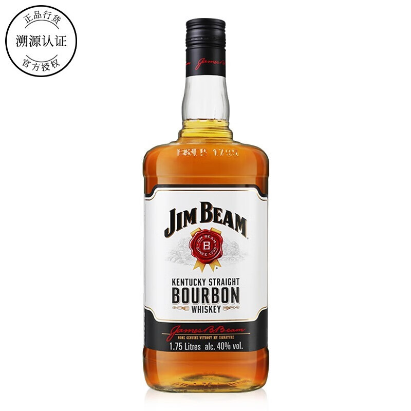 JIM BEAM 金賓 波本威士忌官方授權(quán) 大白占邊1.75L 1750ml大瓶 券后119元