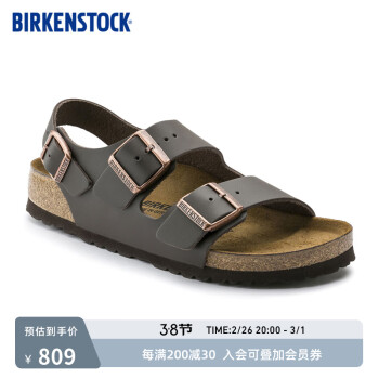 BIRKENSTOCK 勃肯 拖鞋男女同款休閑涼拖涼鞋外穿Milano系列 女款棕色0034103 36