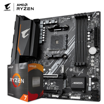 技嘉 AMD R5 R7 搭 B550/A520 主板CPU套裝 B550M AORUS ELITE信仰小雕 R7 5700X3D