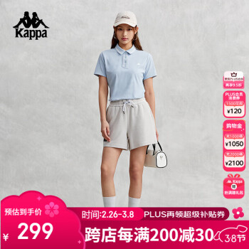 Kappa 復(fù)古短袖2024女夏運(yùn)動POLO衫休閑半袖字母T恤K0E42PD41