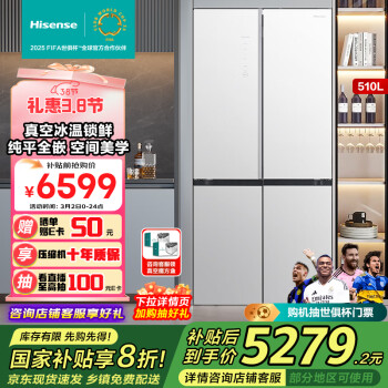 海信 Hisense 真空冰箱510升 全嵌入式BCD-510WTDGVBPIV2