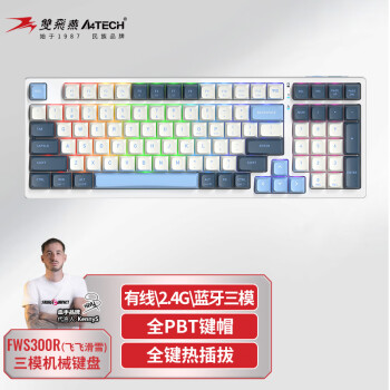 飞时代 fstyler A4TECH 双飞燕 fstyler 飞时代 FWS300R 98键 三模机械键盘 飞飞滑雪 飞飞轴 RGB