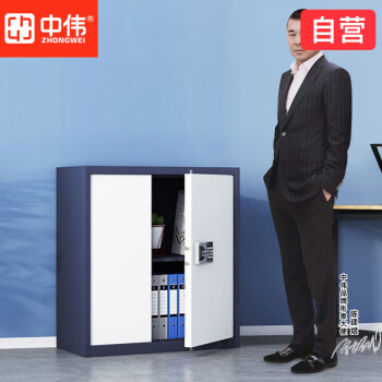 中伟 保密柜文件铁皮柜办公资料保险柜钢制防盗柜智能密码锁蓝白框单节