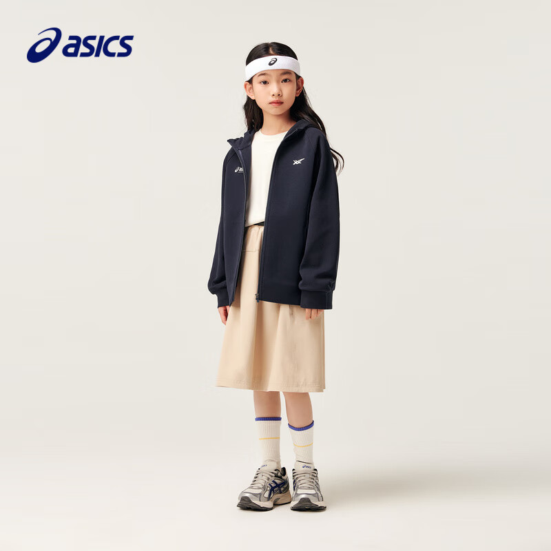 ASICS 亚瑟士 童装中大童中性款插肩袖针织外套2024秋百搭时尚便服333241053064 券后213元