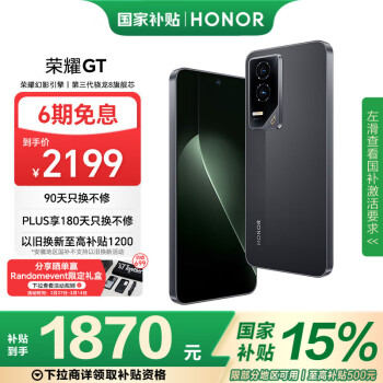 荣耀 HONOR GT 5G手机 12GB+256GB 幻影黑