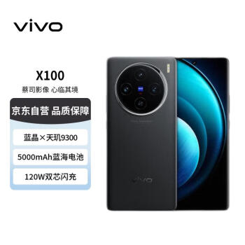 vivo X100 16GB+1TB 辰夜黑 蓝晶×天玑9300 5000mAh蓝海电池 蔡司长焦 120W双芯闪充 5G