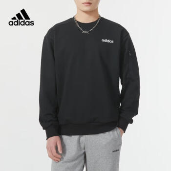 adidas 阿迪達(dá)斯 男子衛(wèi)衣春季休閑運(yùn)動(dòng)服圓領(lǐng)套頭衫 A/2XL碼 黑色