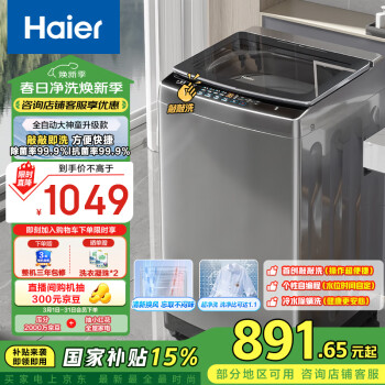 海爾 Haier 波輪洗衣機(jī)全自動家用 10公斤大容首創(chuàng)敲敲洗  EB100Z33Mate2