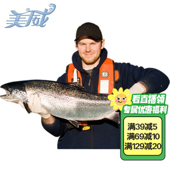 Marine Harvest 美威 智利原味三文魚整條 4kg 禮盒裝+海南野生搬九節(jié)蝦 4件