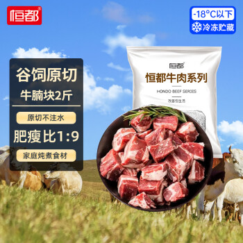 恒都國產(chǎn)谷飼原切牛腩塊2斤偏瘦肥瘦比1:9生鮮牛肉不注水不滾揉