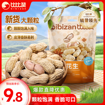 比比贊BIBIZAN龍巖花生五香味500g袋裝每日堅(jiān)果炒貨帶殼干果辦公室休閑零食品