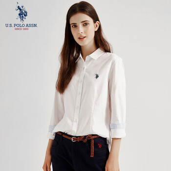 U.S. POLO ASSN. 美國馬球協(xié)會(huì) 女士長袖襯衫 商務(wù)休閑純棉襯衣