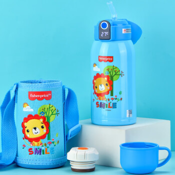 Fisher-Price 智能顯溫保溫杯316兒童雙蓋多用途喝水杯子600ML藍(lán) 智能雙蓋藍(lán)色 600ml