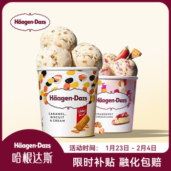 哈根達(dá)斯 H?agen·Dazs 濃情組合 草莓芝士+和情焦糖餅干 920ml 2桶裝