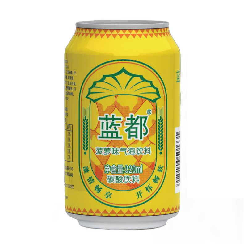 【夏日必备】蓝都菠萝啤菠萝风味气泡饮料 320ml*12罐 9.16元（需领券）