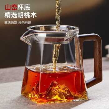 憶壺茶 TEAHUE 胡桃木把玻璃公道杯 帶茶漏