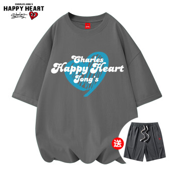 查尔斯桃心 CHARLES JANG\'S HAPPY HEART 短袖短裤夏季男士潮流休闲运动套装男款宽松T恤五分裤男女同款