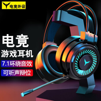 硕臣 电脑耳机头戴式耳麦 科技黑七彩光7.1声道USB声卡电竞版