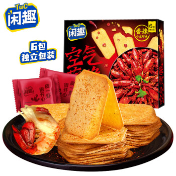 闲趣 空气薄脆饼干 咸味饼干零食 香辣小龙虾味 300g